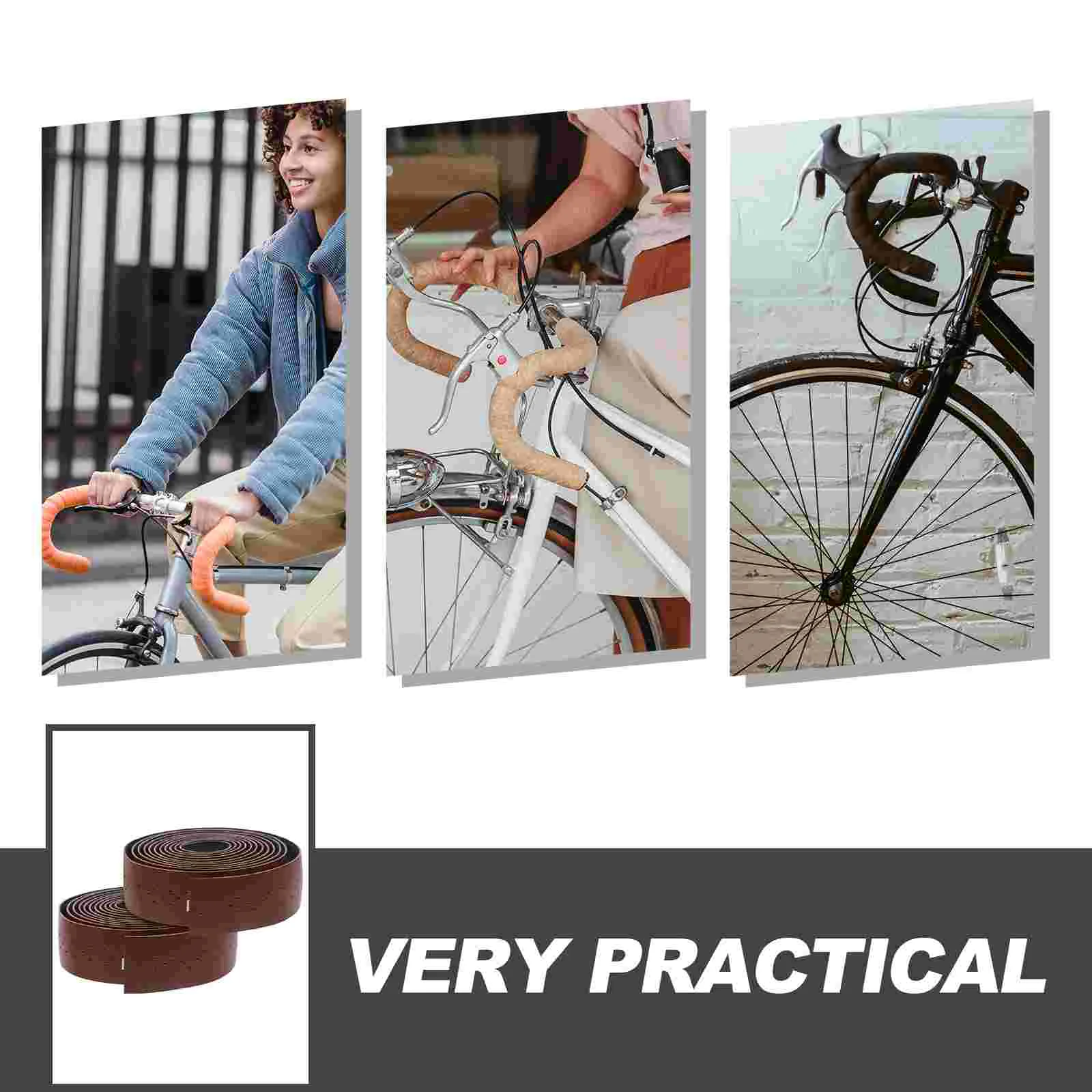 Cycling Handlebar Tape Brown PU Lightweight Anti skid Wear resistant Grips Cover Protective Bar Tape for Mountain Bike