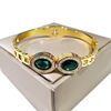 316L Stainless Steel Retro Green Crystal Female Senior Roman Digital Tree Of Life Zircon Bracelet Ladies Jewelry Bangle 2
