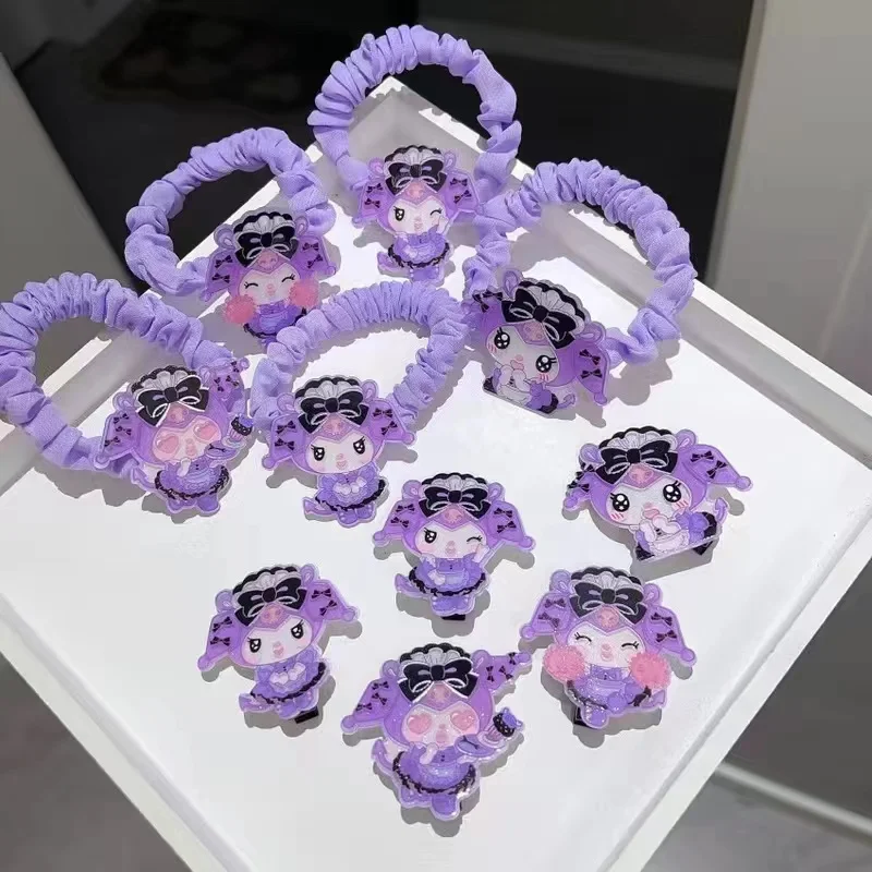 

1/5/10pcs Disney Sanrio Kulomi& Kulomi Hair Bands Kawaii Stitch Hairpin Cartoon Rubber Band Hair Accessoires Girl Gifts Toy