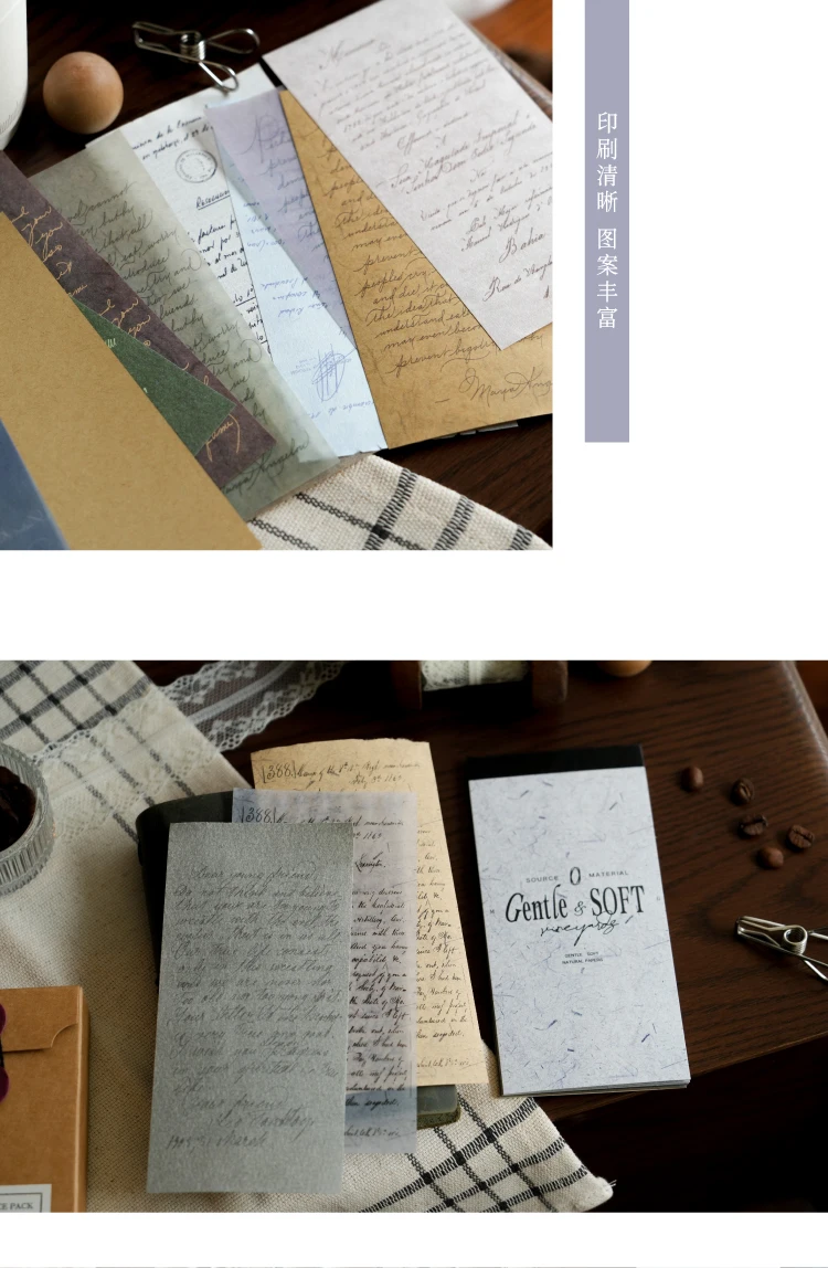 30 Stück Vintage Sanfter Monolog Dekoratives Papier beschreibbares Memo Diy Tagebuch Album Scrapbooking Material Kreativität Hintergrundpapier – Detail 5