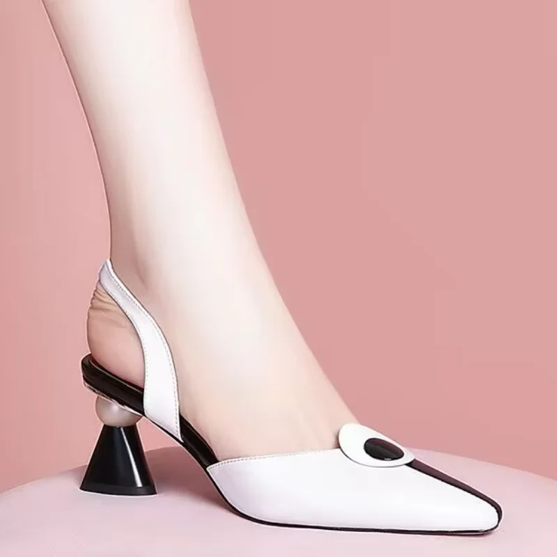 Women Fashion Multi Color Black Pu Leather Slip on Square Heel Pumps Lady Classic Beige High Quality Comfort Shoes Women Heels