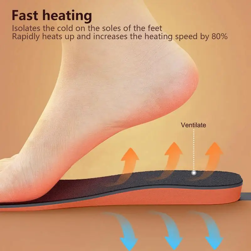 Thermal Heating Insoles Outdoor USB Rechargeable Insoles 1 Pair USB Charging Women Men App Control For Cold Weather