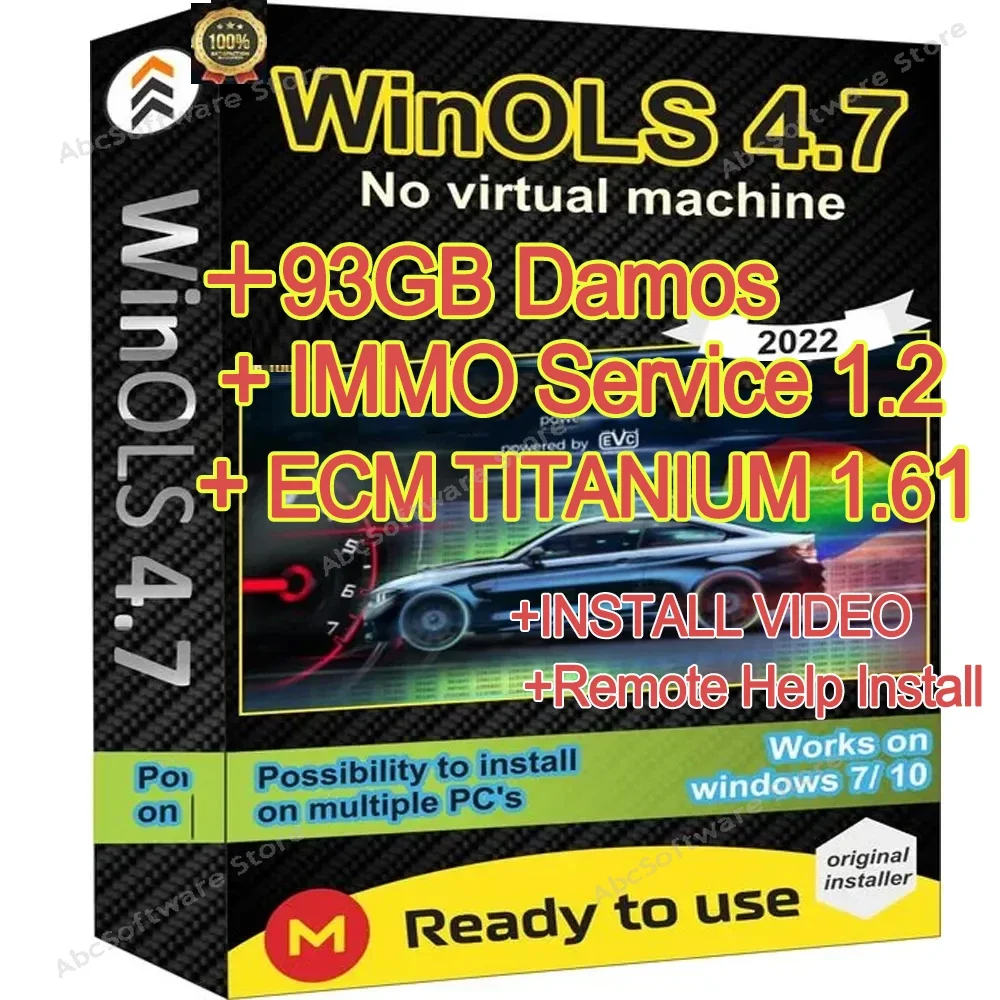Newest ECU Programming Tool Winols 4.7 Software+ 93GB Damos Files +ECM TITANIUM 26100+ Immo Service Tool V1.2+Install Video Guid