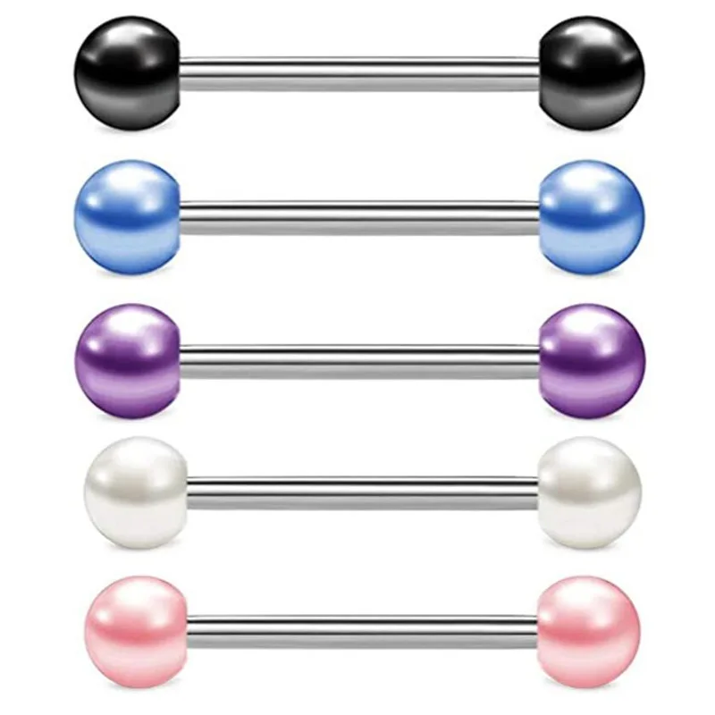 6PCS Shimmering Acrylic Tongue and Nipple Barbell Set