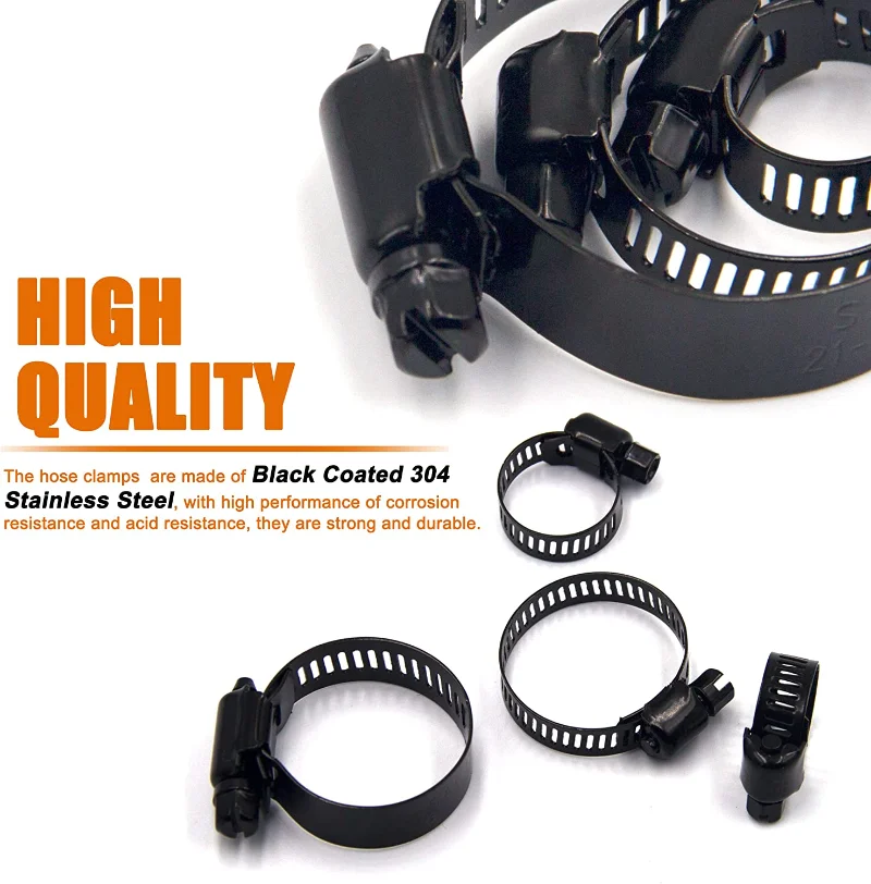Hose Clamps 10pcs Adjustable 6-38mm Stainless Steel Drive Hose Clamps Fuel Line Worm Clips Hose Clamps Clips Cooling System Accessories