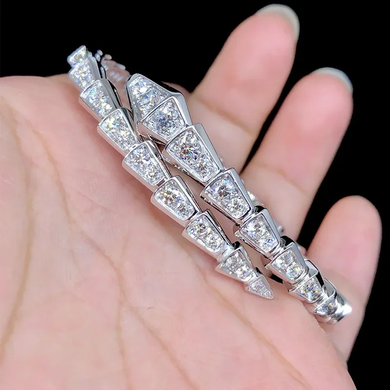 S7b7e902b0671416084fbc40cea62d27cu PT950 Platinum Bracelet Real Gold Real Diamonds Open Bangles for Women High Carbon Diamond Fashion Brand Female Jewelry Gifts