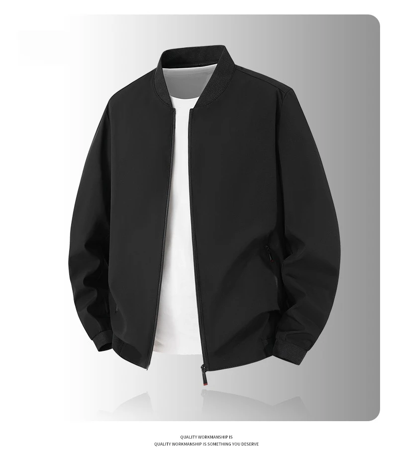 Modische Herren-Baseballjacke mit Kragen, Winddichtes Design mit Reißverschluss, Business-Casual Frühlingsjacke in Hochwertiger Einfarbiger Ausführung – Detail 12