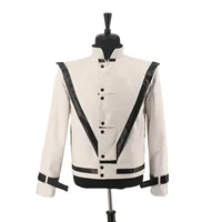 Role-player Michael Jackson Costumes Thriller Jacket White Leather MV show Imitation Retro Halloween Christmas 1