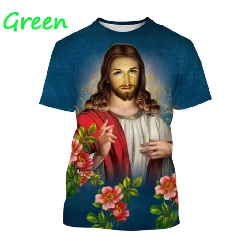 

New Summer 3D Jesus Print T Shirt Christian Graphic T-shirts Children Fashion Short Sleeves Faith Above Fear Tee Shirts Clothes