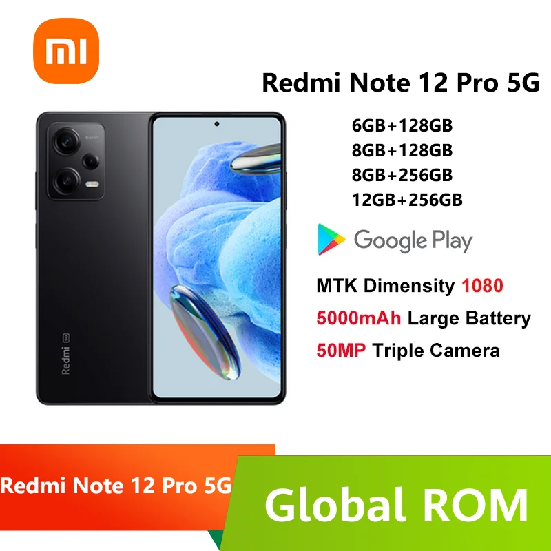 Global ROM Xiaomi Redmi Note 12 Pro 5G 128GB/256GB Dimensity 1080 Octa Core  6.67 OLED Display 5000mAh 67W Fast Charge
