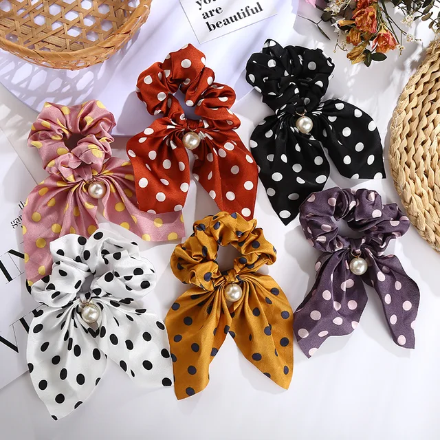 New Chiffon Bowknot Silk Hair Scrunchies 5