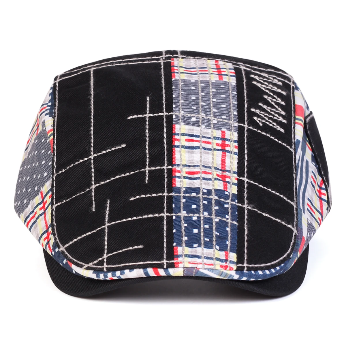 Unisex Bunte Stoff-Spleißmützen Britische Malermützen Frühling Herbst Achteckige Kappe Hip-Hop Baskenmützen – Detail 3