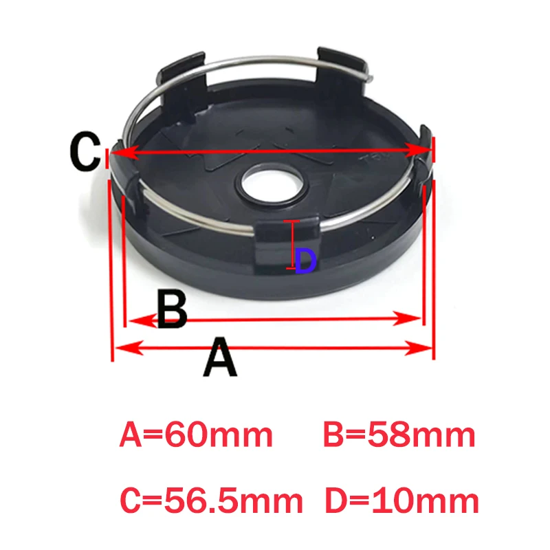 4pcs/Set 60mm Black Silver Wheel Center Cap For VOSSEN Rim Cover Decal Car Styling Accessories Parts