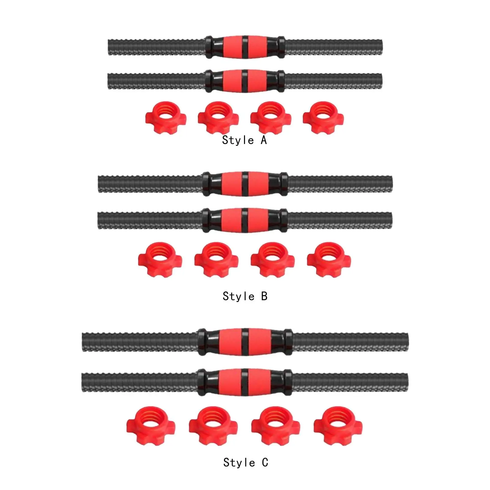 2x Dumbbell Rod Threaded AntiSlip Grip Stainless Steel Barbell Bar for Workout