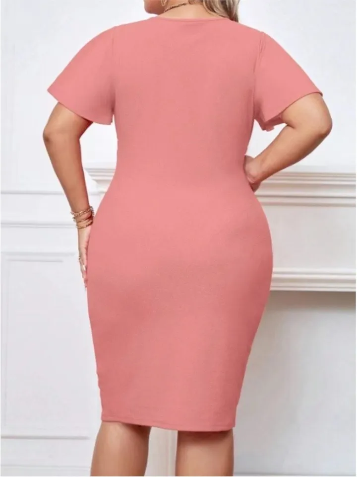 knee length dresses for ladies Amarra 88718 Size 14 Neon Pink Sequin Cocktail Dress