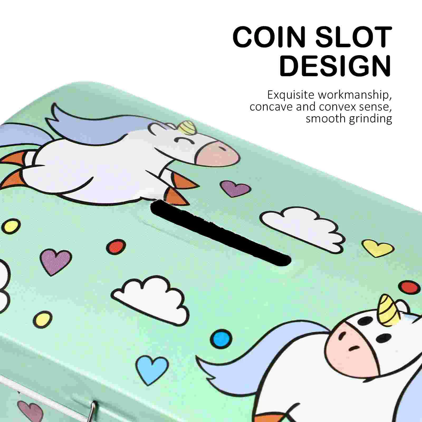 2 Pcs Kids Money Bank Creative Cartoon Unicorn Piggy Bank Adorable Saving Jar With Lock Iron Storage Box Home Decor Money Boxes 4