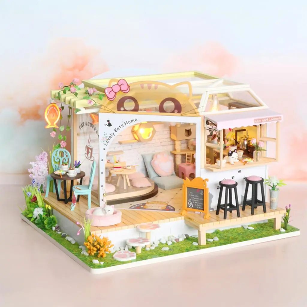 Acheter Kit de Mini maison de poupée Miniature à monter soi-même, avec  lumières LED et meubles pour coffret cadeau