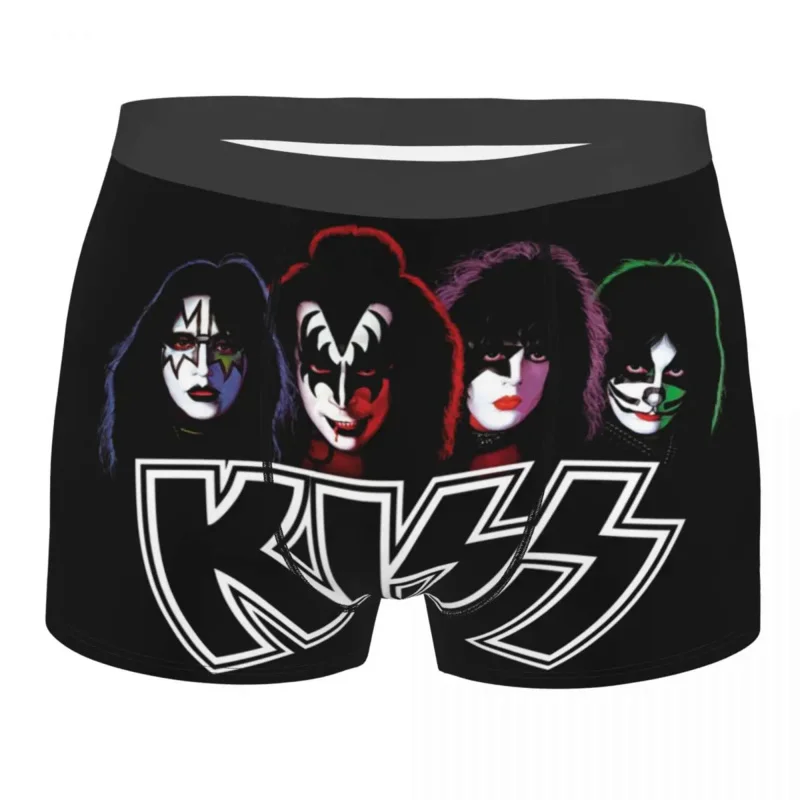

Мужское нижнее белье с логотипом группы Kiss, сексуальные боксеры, мужские мягкие трусы короткие трусики-шорты