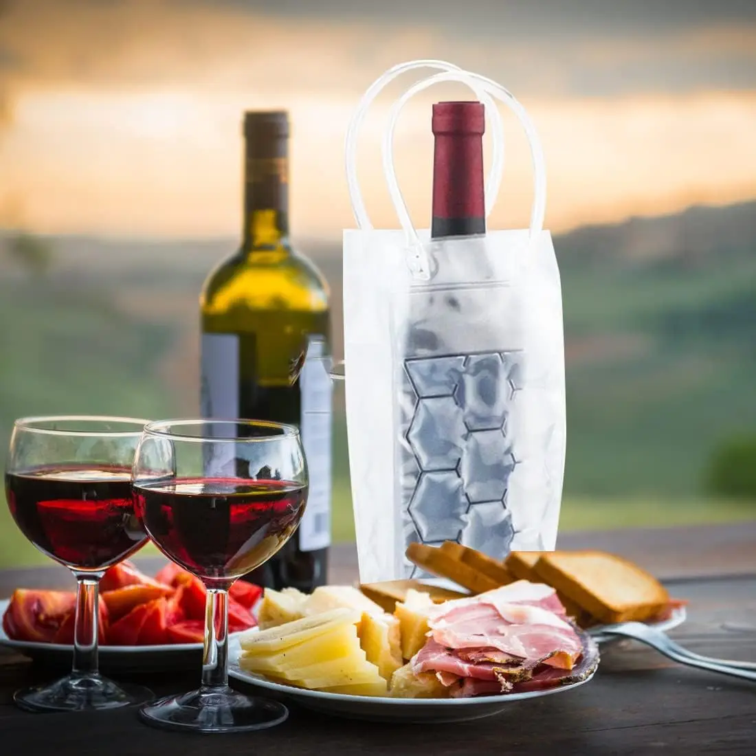 Ice Chiller Bag For Wine Bottle Cooler Party Red White Champagne Sparkling Gel Cooling Holder Freestanding