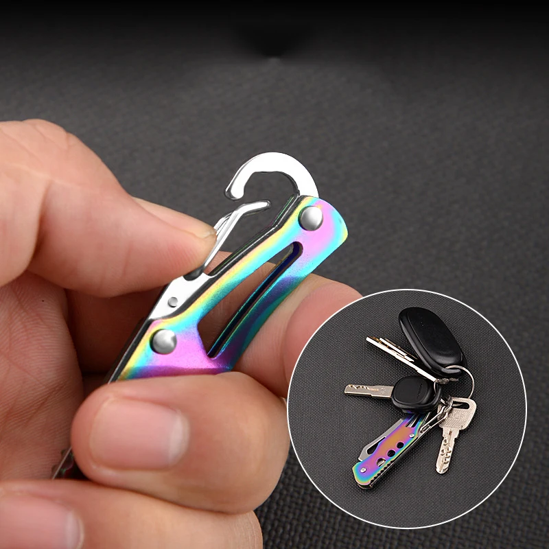 Portable Stainless Steel Shape Knife Camping Self Defense Outdoor Survival Supplies Tools Foldable Pocket Knife Mini Key
