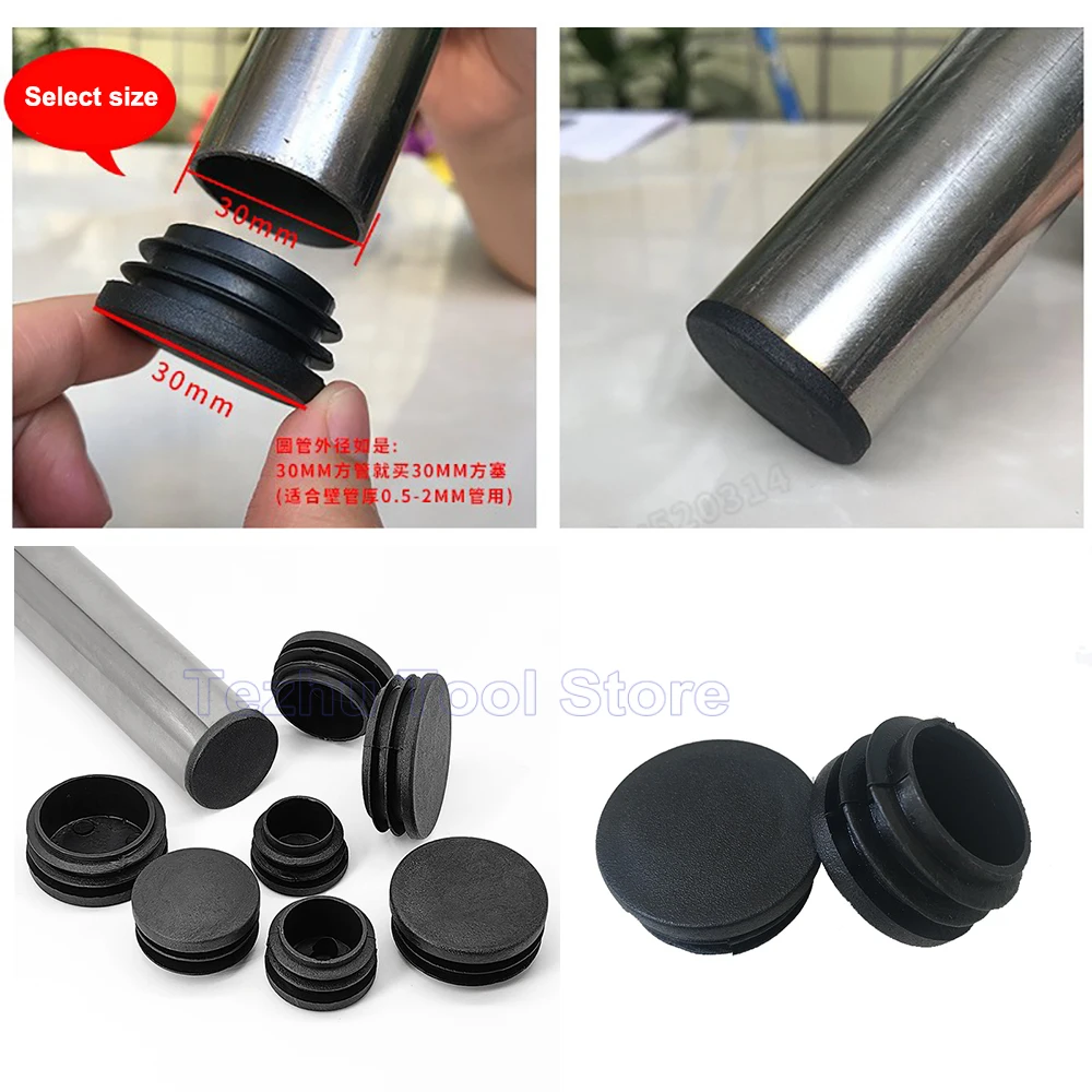 10 Pezzi Tappi Per Tubi Rotondi - Gommini Per Sedie, Diametro 80mm - Nero, Per Mobili E Sedie - Foto 8