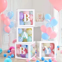 Transparent Letter Balloon Box Baby Shower Decoration Boy Girl 1st Birthday Party Decorations Kids Wedding Decor Supplies 2
