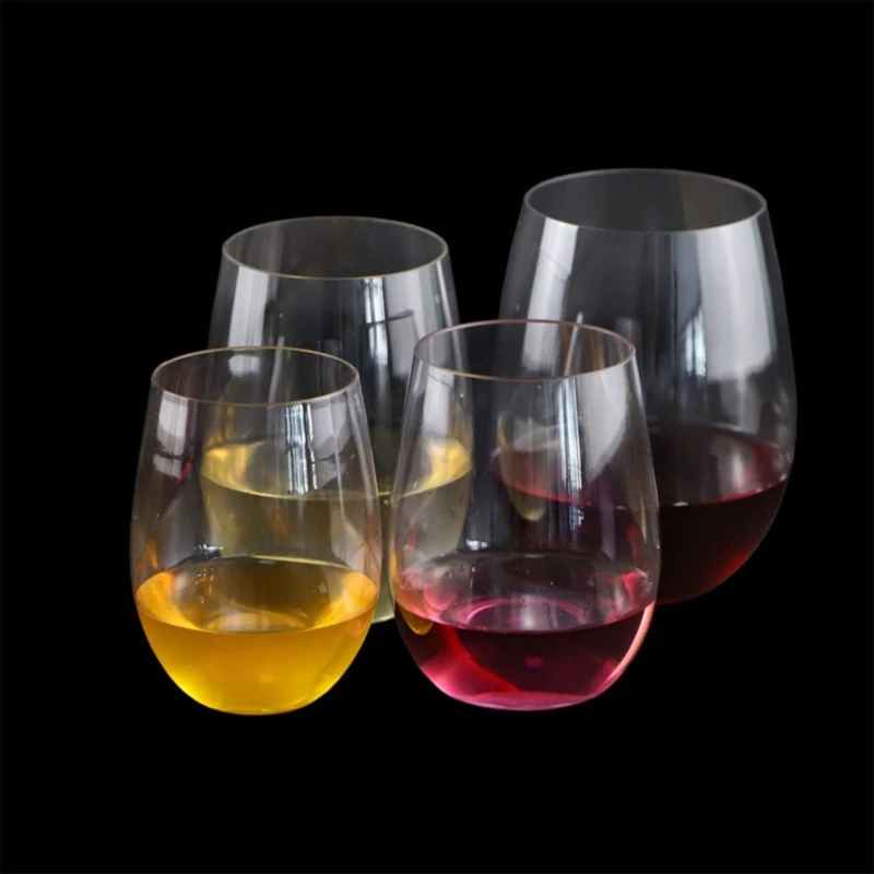 Plastic Stemless Wine Glasses Disposable 12 Oz 16 Oz Clear Plastic Wine Cups