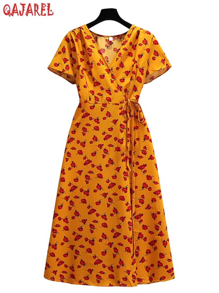 

Женское винтажное облегающее платье средней длины, элегантное шикарное пляжное платье с цветочным принтом, повседневное праздничное платье во французском стиле, лето 2024