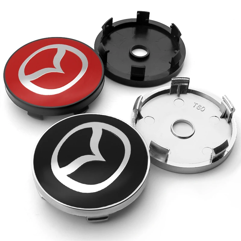 4pcs 60mm Car Wheel Center Cover Hub Cap Auto Decoration Accessories For Mazda 2 3 5 6 323 626 CX3 CX5 CX7 MX5 RX8 Atenza Axela wheel hub covers wheel hub caps