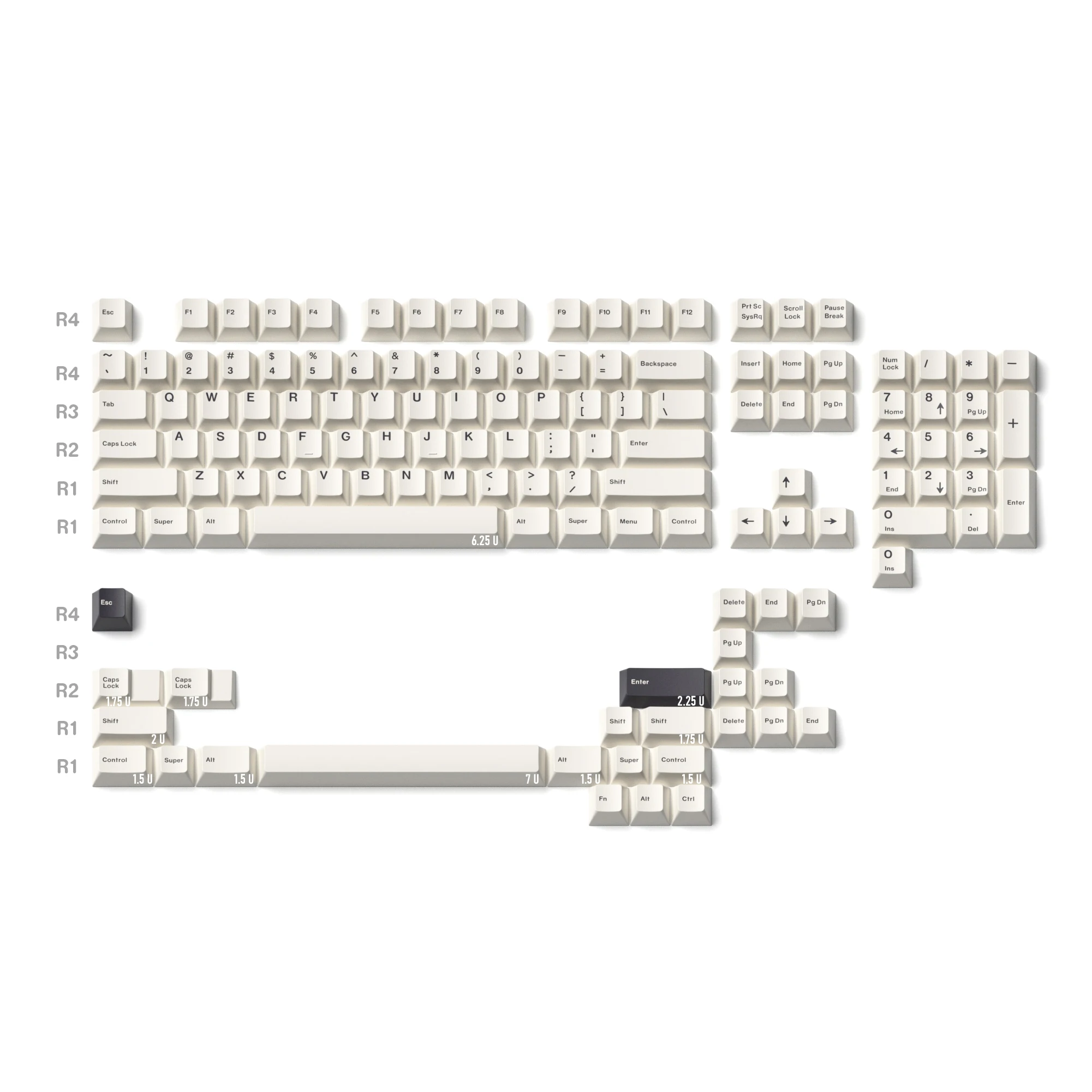 PBT Keycaps para Teclado Mecânico, Minimalista Branco Key Caps, 131 Teclas