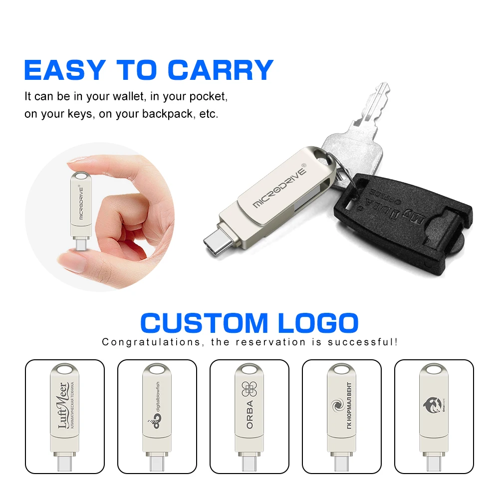 usb 3.0 drive 2 IN1 Metal Mini Flash Drive 128GB Free Personalized Logo Pen Drives 64GB Free Key Chain Business U Disk Memory Stick USB 3.0 500 gb pen drive