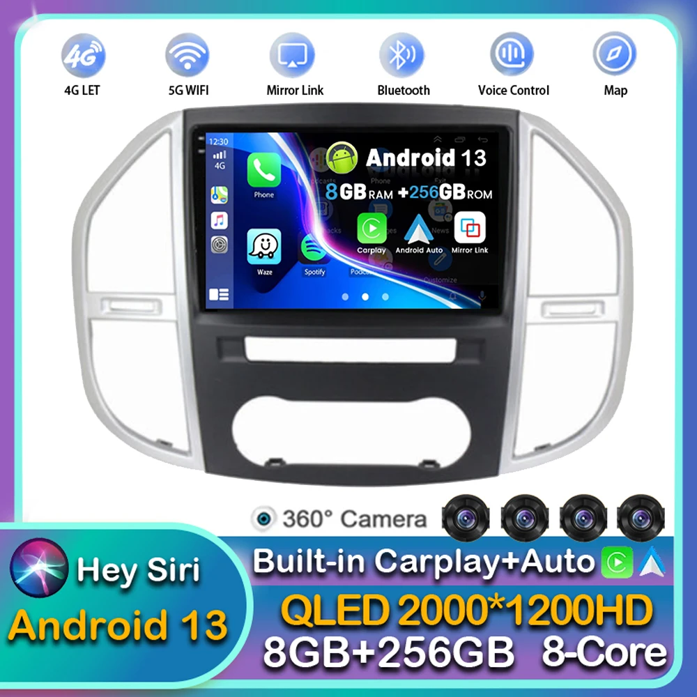 

Android 13 Carplay Auto For Mercedes Benz Vito 3 W447 2014 2015 2016 2017 2018 2019 2020 Car Radio Multimedia Player 360 Camera