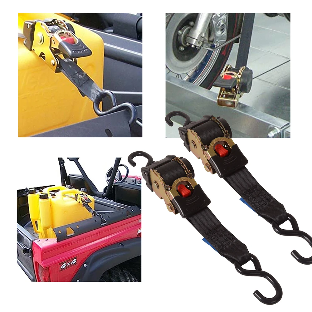 Universal Tools Tie Down Belts widen With Automatic Rollup Auto Retractable Easy To Carry Ratchet Tie Down Strap Two S-hooks tie down belts