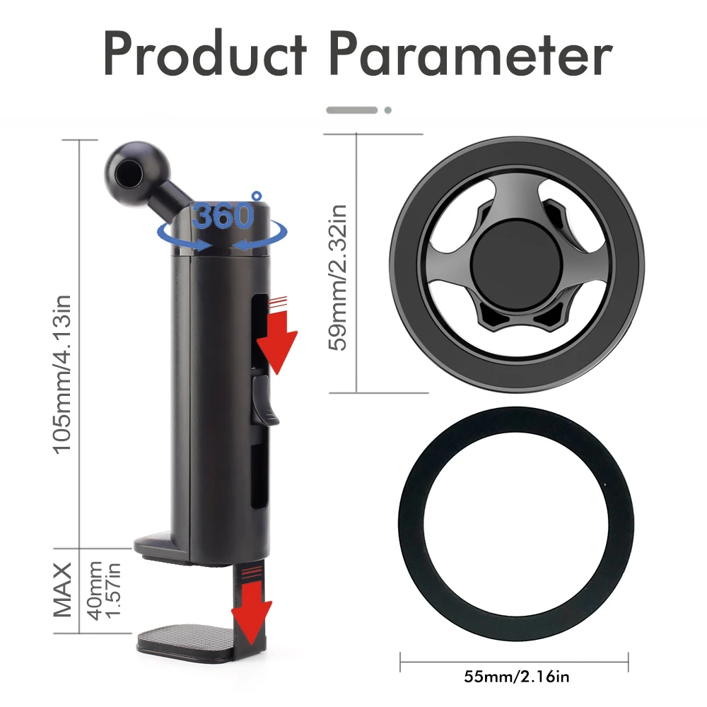 Magnetic 360° Rotating Hands-Free Phone Stand for Travel and Desktop Use