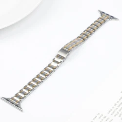 Elegant Slim Metal Watch Strap - Stainless Steel Bracelet for 42 44 45 49mm - S10 46 (1 silver - gold strap)