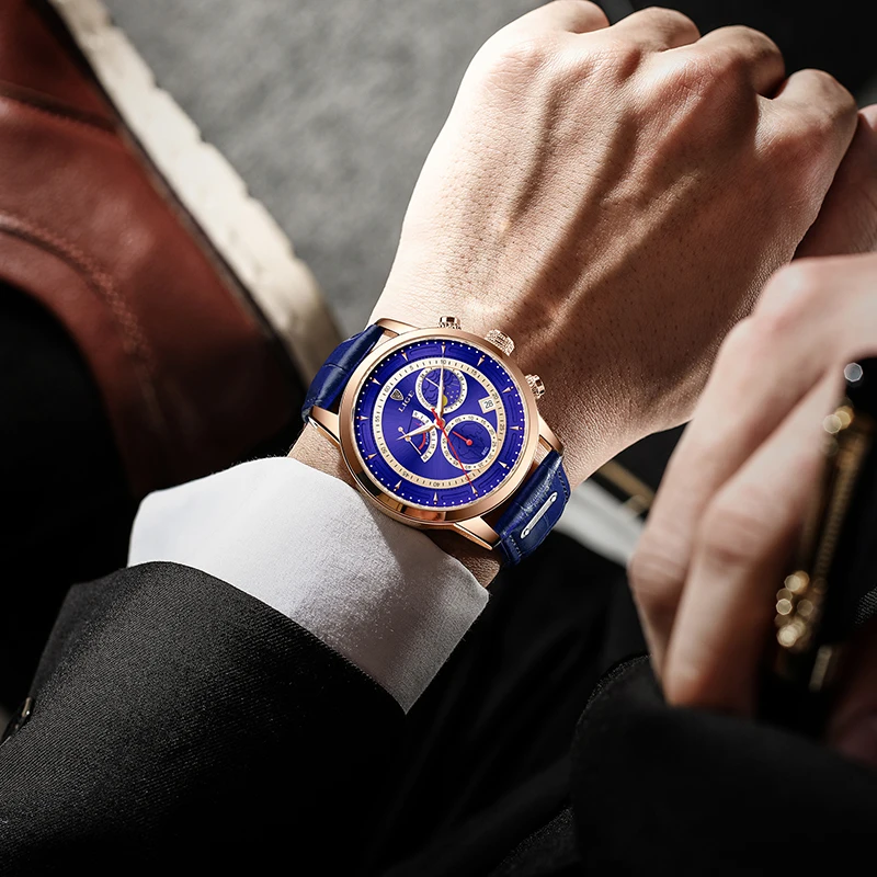LIGE Leather Waterproof Luminous Quartz Men Watch Fashion Luxury Man Watch Military Casual Sport Classic Wristwatch For Men Date