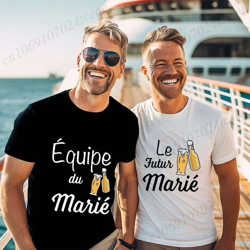 Beers for The Groom Squad T-shirt French Evg Team Future Groom Best Man Tshirt Boyfriend Bachelor Party Tees Wedding Clothing 3