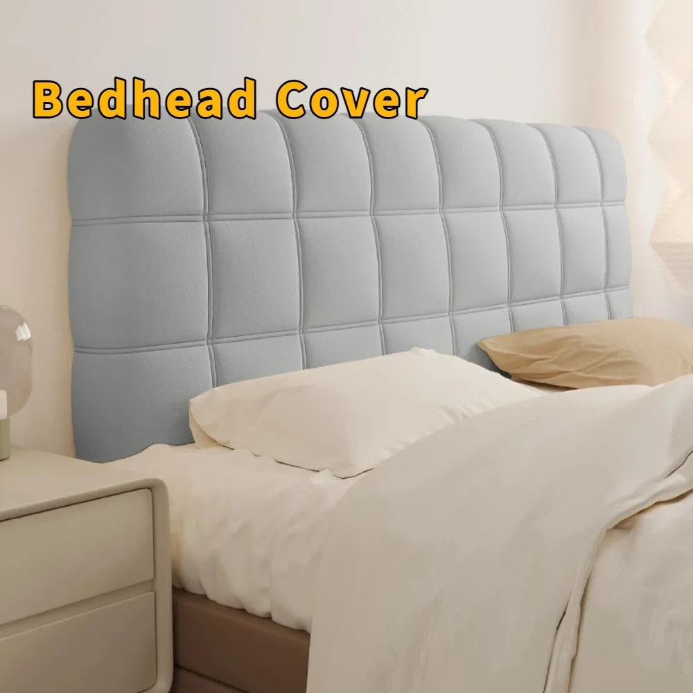 Durable Thickened Bedhead Cover Soft Solid Color Headboard Cover Checkered All-inclusive Bed Backrest Cover Bedroom Use