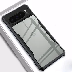 Crystal Clear Shockproof Armor Case - Transparent Acrylic Hard Shell with TPU Guard for Pixel 9 (Black-01)