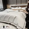 White Egyptian Cotton Bedding Sets Queen King Size Embroidery Duvet Cover Flat/Fitted Sheet Bed Linen Hotel Style Home Textiles 1