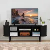 TV Stand, Modern TV Console Table with Storage Compartment and Sliding Door, Gaming Entertainment Center with Cabinet for Living 4