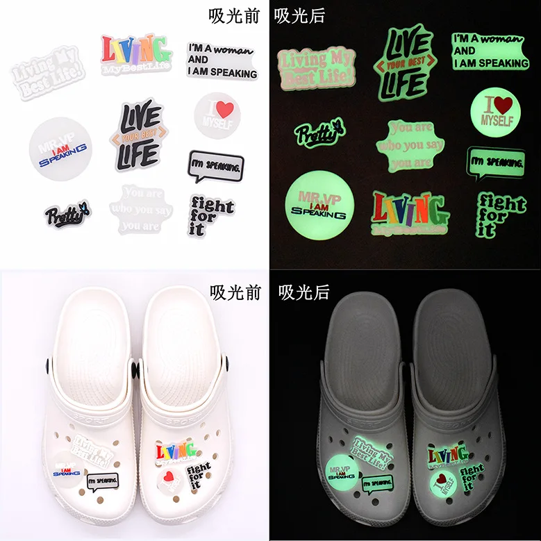 

Luminous PVC Shoe Charms Accessories Living My BestLife Shoe Decoration Buckles Accessories for Clogs Sandals X-mas Gifts Buckle