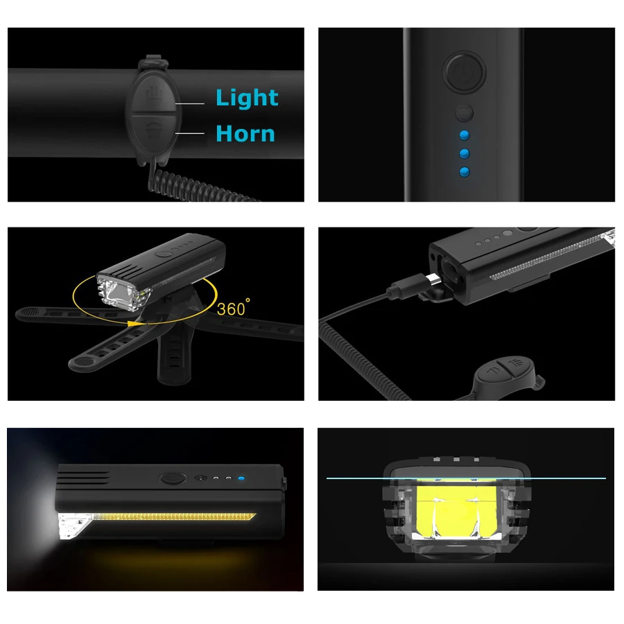 Bike Horn Light Speaker Led Front Remote Bicycle Light Lantern For