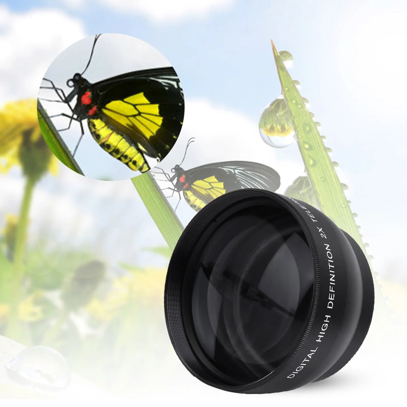Telephoto Lens 52mm 2X Magnification HD Tele Converter Telephoto Lens For 52mm Mount Camera