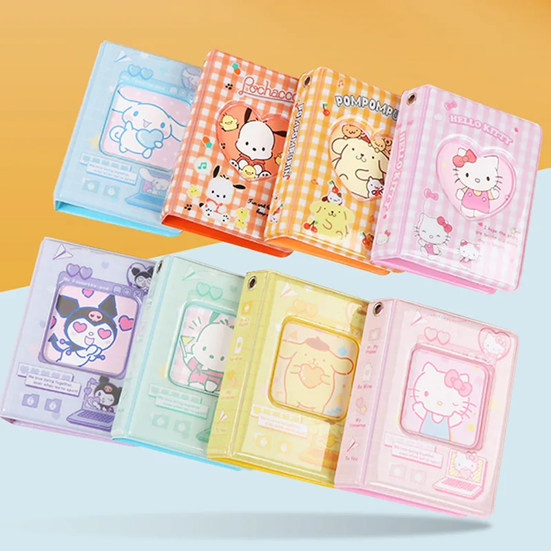 Mini album photo Sanurgente Hello Kitty, stockage de cartes, porte-cartes mignon, cartes de renforcement, jouets Kawaii, cadeau pour enfants, 3 pouces