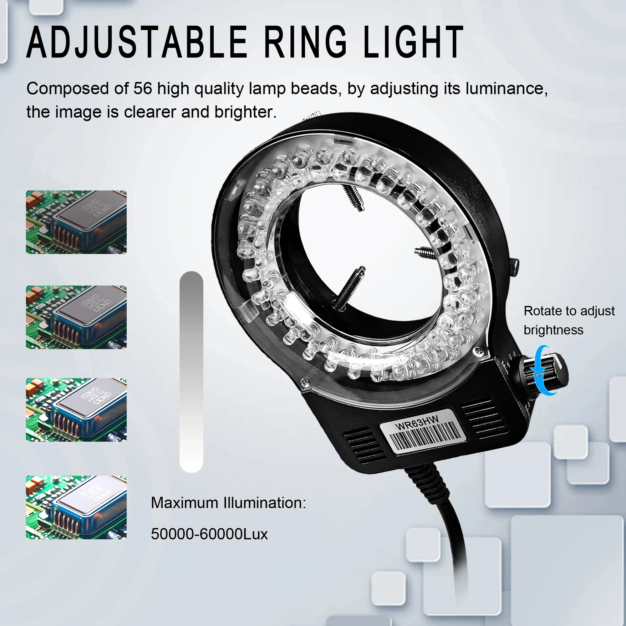 YIZHAN 180X 렌즈 디지털 현미경(납땜용) 13MP/48MP/60MP HD 카메라 링 라이트 조절 가능 금속 중간 베이스 현미경