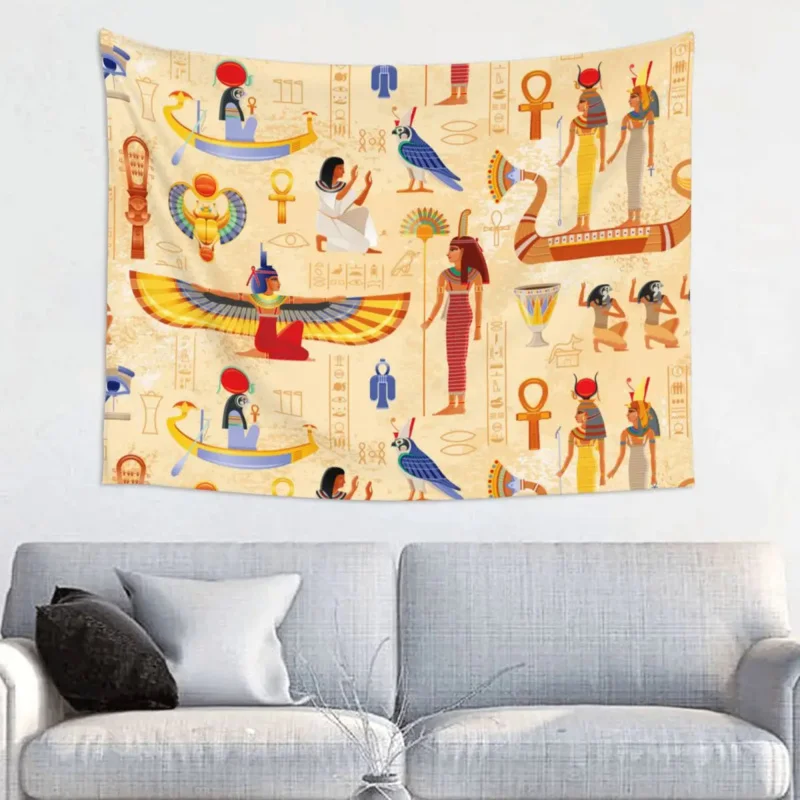 

Ancient Egypt Tapestry Colorful Polyester Wall Hanging Egyptian Boho Tribal Decoration for Bedroom Yoga Mat Art Tapestries