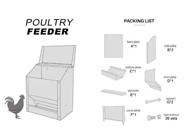 Kuiken-/pluimvee voederautomaat met rooster, 1-10 kg Kuiken-/pluimvee voederautomaat met rooster, 1-10 kg