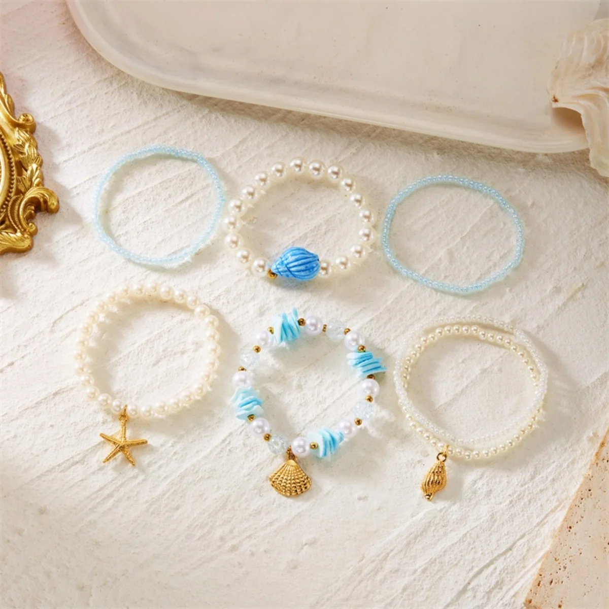 Armbänder aus Kunstharz mit Korallen, Muscheln, Seesternen, unregelmäßigen Kunstperlen für Damen und Herren, mehrlagiger Strand-Schildkröten-Armreif, Sommerschmuck – Detail 27