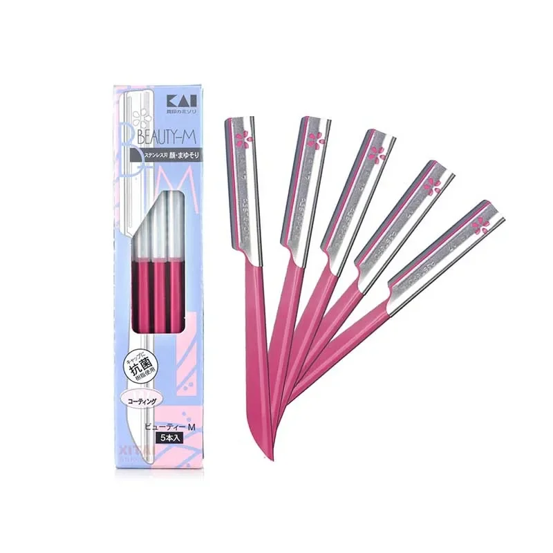5pcs Pink Razors+5pcs Blue Razors Steel Eyebrow Epilator Sets for Women's Makeup Eyebrows Hair Removal Tool Facial Razor Trimmer